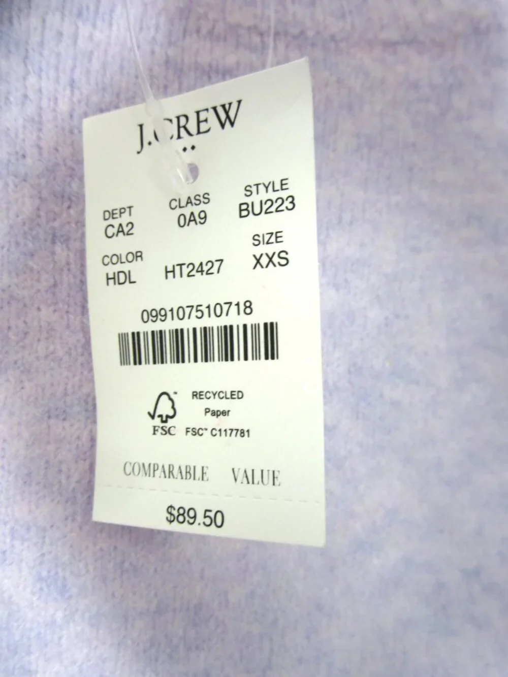 J. Crew Size XXS NEW Heathered Lavender Extra Soft Sweater Wool Acrylic Blend